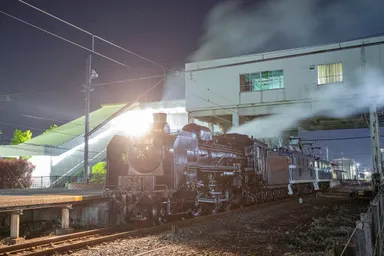 SLパレオエクスプレス　行田市駅入線時の様子(試運転時)2