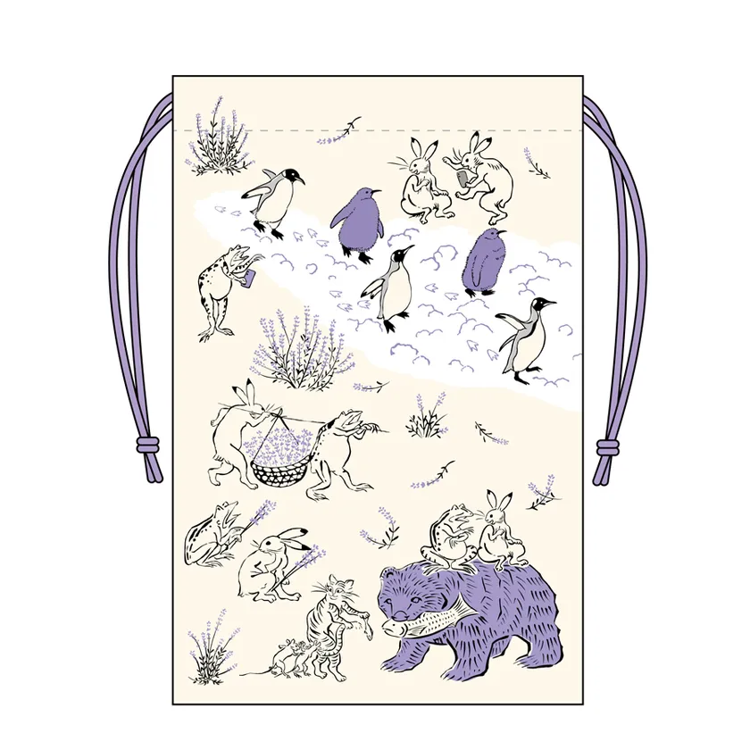 北海道×鳥獣戯画 巾着