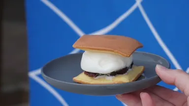 自家製粒餡と塩を挟んだ粒餡塩アイスどら焼き