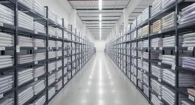 着物がずらりと並ぶ倉庫通路