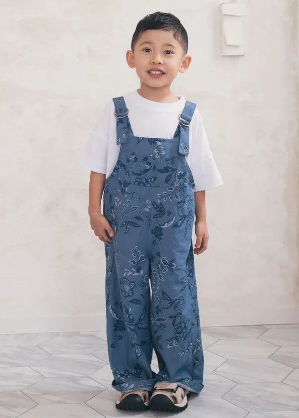 琉球更紗デニム(キッズサロペット)