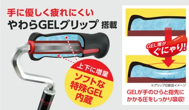 手に優しく疲れにくいグリップ
