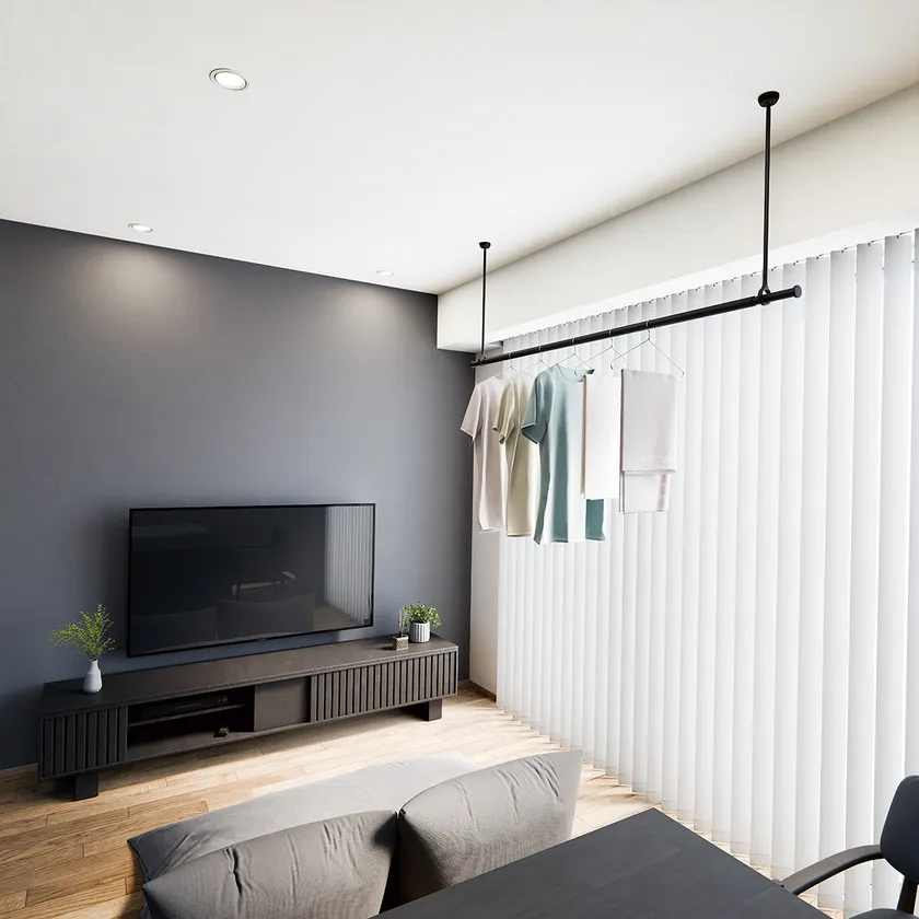 ランドリーバーLB-1 ブラック Mサイズ使用(幅1,700mm×高600mm)