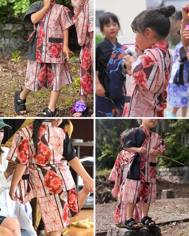 キッズ甚平 『遊泳花』