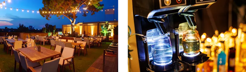 ゆったりとした空間とフリーフローのドリンク