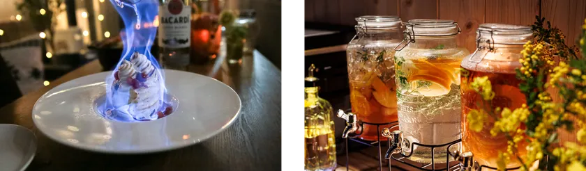 ベイクドアラスカと自家製サングリアやボタニカルウォーター