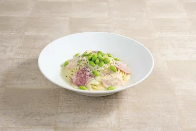 枝豆のグリーンクリームソースパスタ