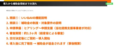 導入から補助金受給までの流れ