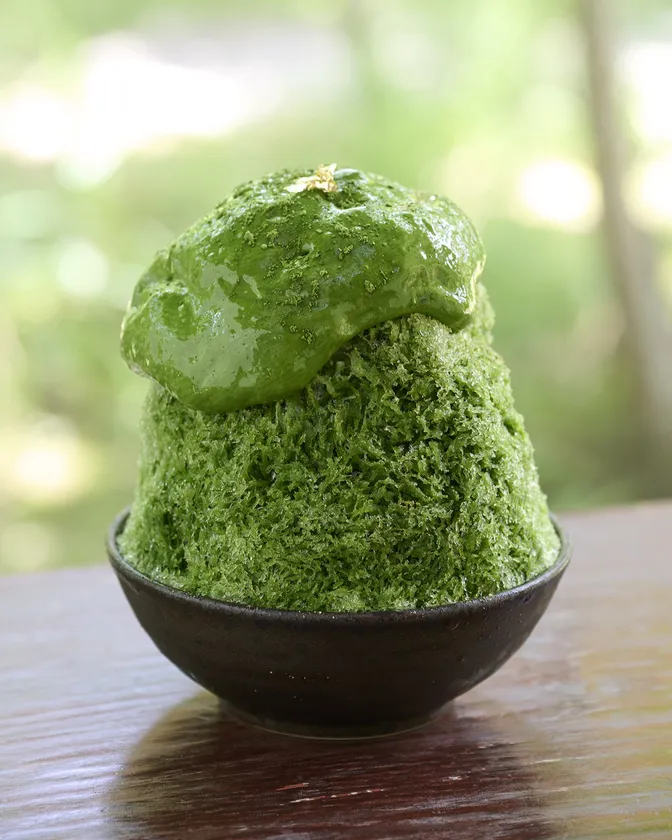 丹波産大納言小豆と宇治抹茶エスプーマ