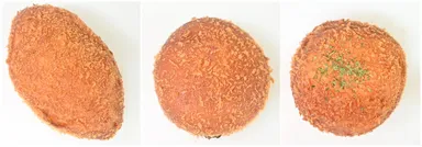 左から) 常陸牛の霜降りゴロゴロカレーパン／常陸牛の粗挽きカレーパン／常陸牛のチーズカレーパン