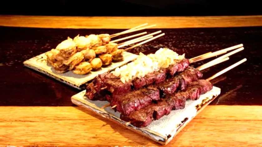 ホタテ串・牛ハラミ串