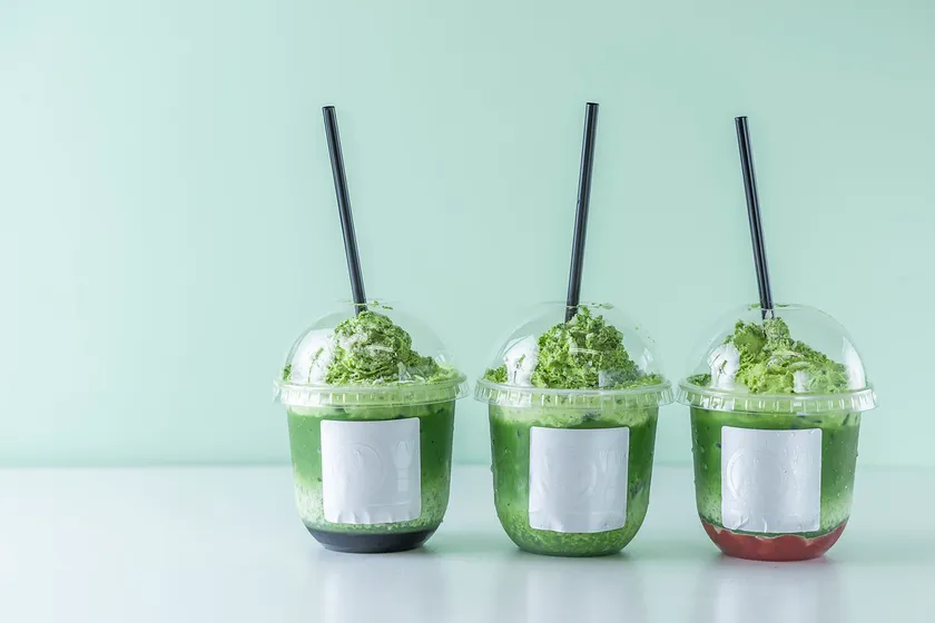 お濃茶ラテ お抹茶クリーム盛り 780円/黒糖蜜お抹茶クリーム盛り 810円/静岡いちごお抹茶クリーム盛り 830円