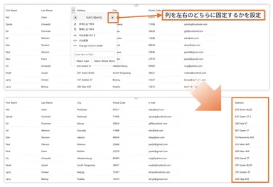 列をグリッド右側／行を下側に固定(WPF／Blazor／ASP.NET MVC)