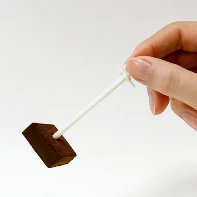 アルロース専門店_ゼロ生チョコレート(手でチョコを持っている画像)