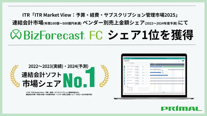 「BizForecast FC連結決算・連結会計」市場シェア1位獲得