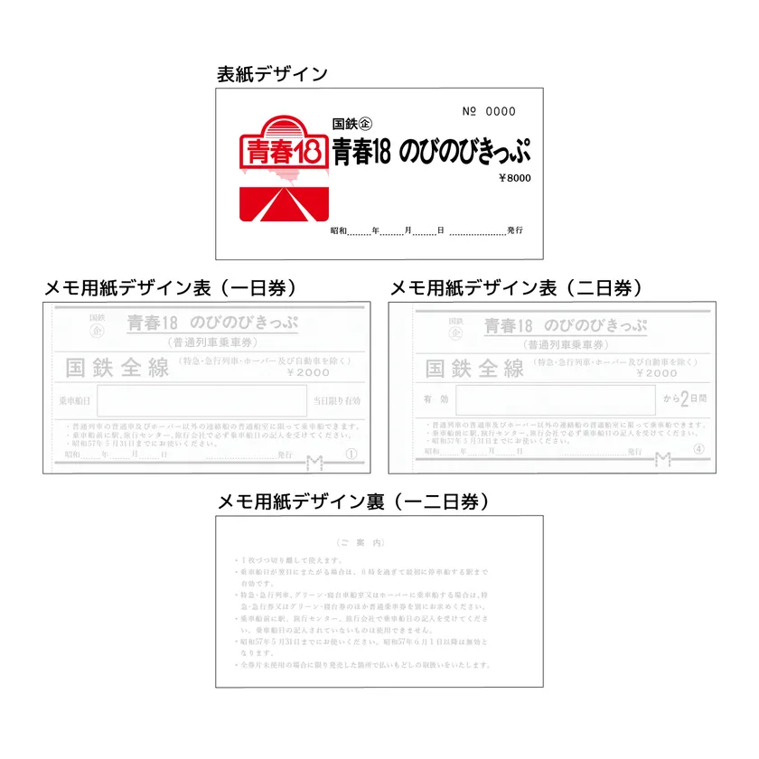 青春18のびのびきっぷ風 メモ帳 ページ画像