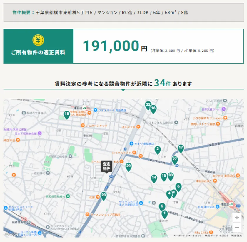 家賃査定結果の例