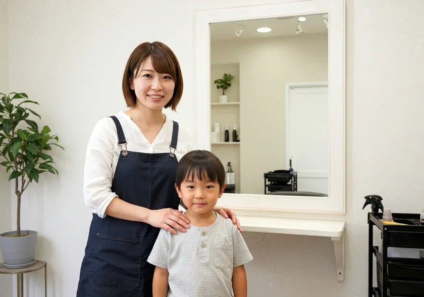 スタッフ親子写真 無理なく、仕事と家庭の両立ができる