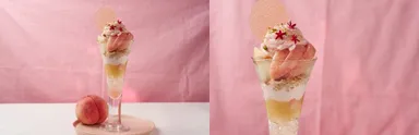 花咲くピーチティアラパフェ