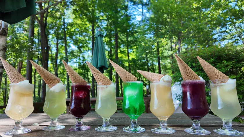 長野県産の果物のクリームソーダ