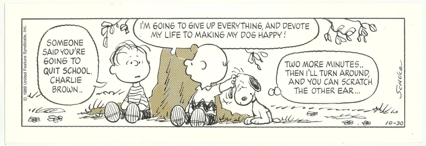 「ピーナッツ」原画　1989年10月30日 (C) Peanuts Worldwide LLC