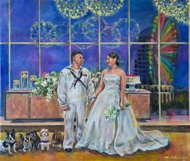 大切な家族であるペットも写真から絵に加えることができます