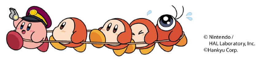 KIRBY★HANKYU
コラボレーション企画
「星のカービィ」ラッピングバスの運行＆
バス停の装飾などを実施！