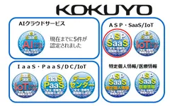 図　新規認定サービスのロゴと該当する(赤〇)クラウドサービス安全・信頼性情報開示認定制度認定マーク