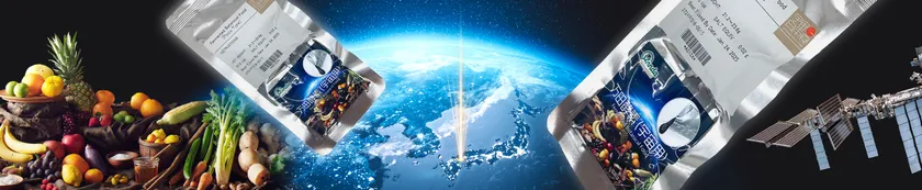 宇宙に舞う2つの万田酵素(宇宙用)