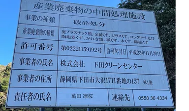 産業廃棄物中間処理施設掲示