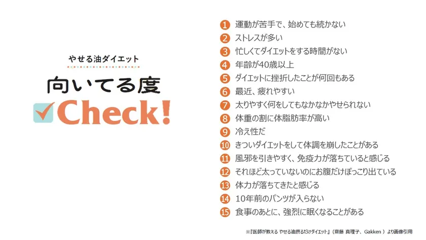やせる油ダイエット向いてる度check！