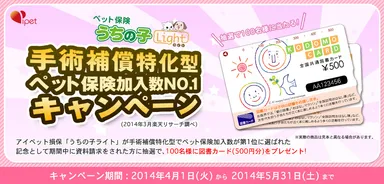 「手術補償特化型ペット保険」の加入数NO.1