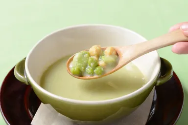 お豆ごろごろ豆乳クリームスープ