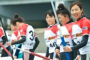 女性ビギナーのスタート前