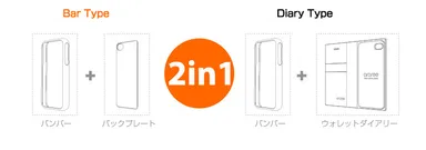 ダイアリータイプとバータイプの2WAY