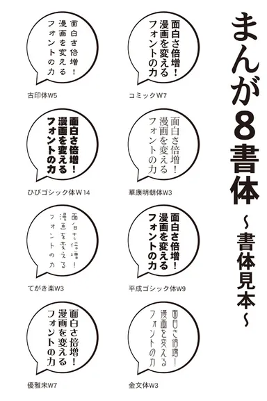 まんが8書体書体見本