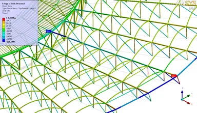 アンシスの構造解析ソフトウェアで予測したケーブルおよびトラスの応力解析(2)