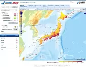 地理院地図上に表示されたJ-SHIS地図(確率論的地震動予測地図2013年モデル1)