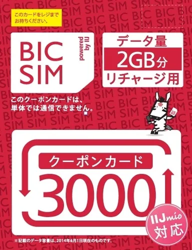 IIJmioクーポンカード3000(ビックカメラ専用)