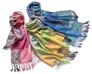 チェック柄ジャガードストール