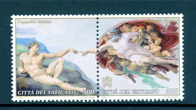 アダムの図像例（「システィーナ礼拝堂修復」アダムの創造(部分)/バチカン/1994)