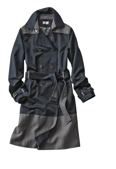 スクエアー異素材トレンチコート