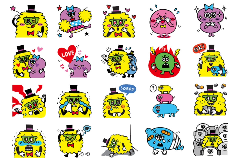 原宿竹下通りのモジャモジャ 意外となかった ビタミンカラーのアメコミ風lineスタンプ登場 ハイパーモンスター 株式会社ソニー デジタルエンタテインメント サービスのプレスリリース