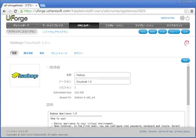 hadoopテンプレートの情報表示画面