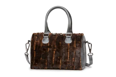 リアルファーとパーリーレザーのミニボストン