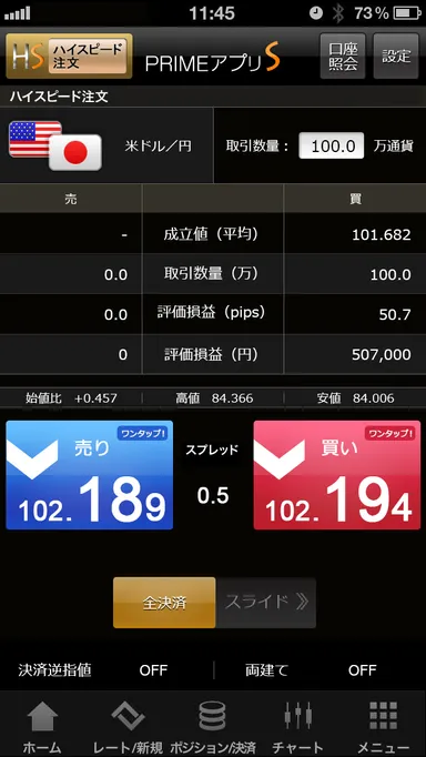 ハイスピード注文画面