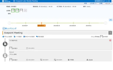 過去の会議を時系列表示することができる