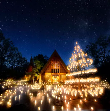 光に包まれる「軽井沢高原教会」