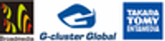ブロードメディア株式会社、Gクラスタ・グローバル株式会社、株式会社タカラトミーエンタメディアのロゴ