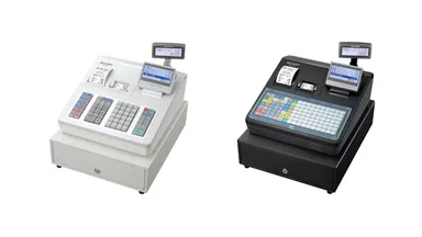 SHARP製の電子レジスタ　左＜ER-A411-W＞　右＜ER-A421-B＞